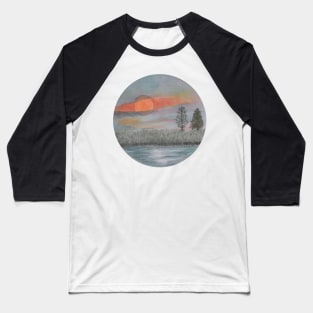 Sunset landscape watercolor Baseball T-Shirt